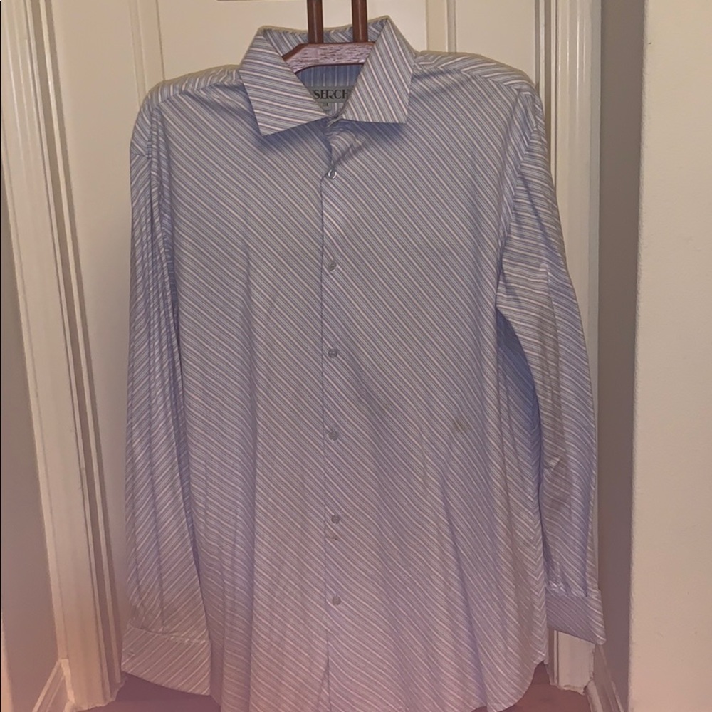 2XL Inserch blue and pink striped button up shirt